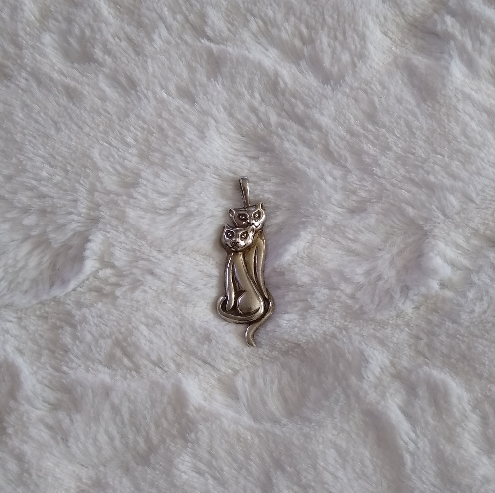 Vintage Sterling Silver Kabana Kittens Cats Pendant
